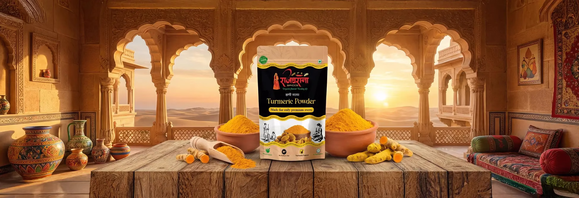 Rajgharana Spices Premium Turmeric Powder – 100% Natural, High Curcumin, Pure & Aromatic